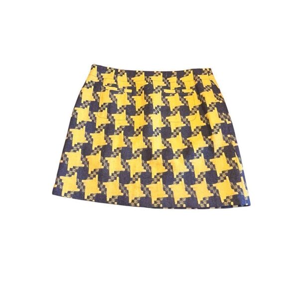 Boden 12R virgin wool blue green houndstooth A-line mini skirt - Picture 1 of 7